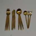 15 Piece Gold Silverware Set  Stainless Steel Flatware with Thick Spoons and Forks, Matte Golden Cutlery, Eating Kitchen Utensils for Home Restaurant Wedding, Dishwasher Safe