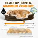 Fluffy Orthopedic Dog Bed for Medium & Large Dogs, Calming Plush Sofa Bed with Curved Bolster Support and Egg-Crate Foam Base, 43" Cozy Oval Pet Donut Bed with Washable Cover, Coffee