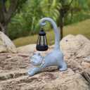 RM ROOMERS Cat Garden Statue with Lantern  Solar Cat Light Outdoor Figurine for Yard Patio Porch  Gifts for Women Gardeners  House Decorations, Birthday & Mothers Day Garden Gifts