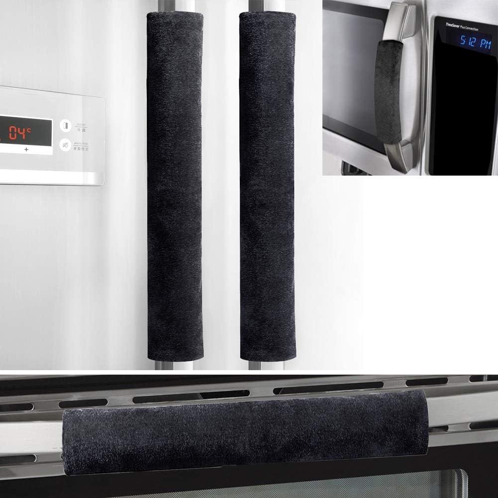 OUGAR8 Refrigerator Door Handle Covers,Keep Your Kitchen Appliance Clean from Smudges, Fingertips, Drips, &Food Stains, Perfect for Dishwashers (4pcs, Black)