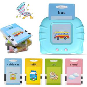 Toddler Toys,Talking Flash Cards Educational Gifts for Age 1 2 3 4 5 9 Years Old Boys,Montessori Toy,Children's Autism Sensory,Speech Therapy Toys with 224 Words-Blue