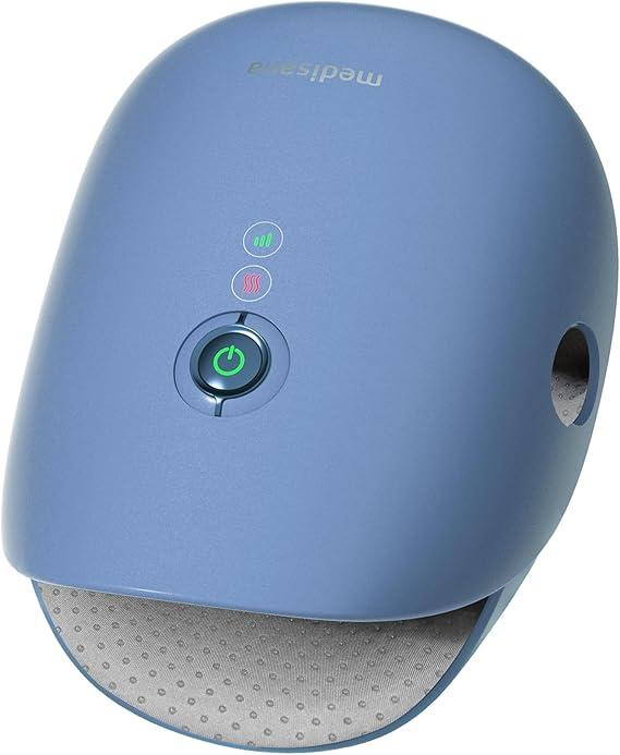 Medisana Hand Massager with Heat and Compression, Cordless Hand Massager for Arthritis and Carpal Tunnel Relief, Knuckle Stretching Massage, Birthday Christmas Gifts for Men Women Dad MomBlue
