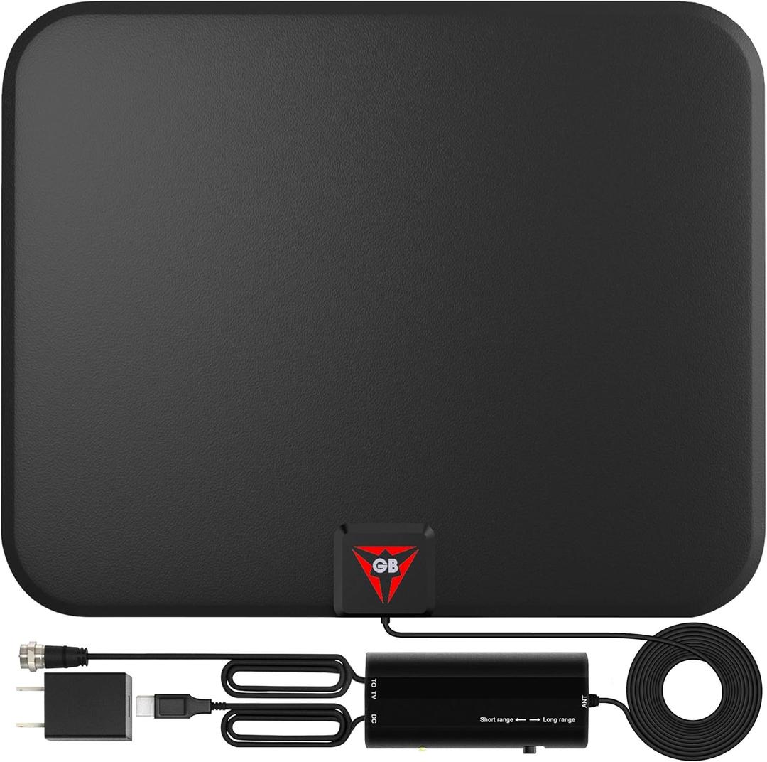 TV Antenna 650+ Miles Long Range Indoor Outdoor - Support 4K 8K 1080p & All TV's - Smart Switch Amplifier Signal Booster - 18ft HDTV Cable/AC Adapter