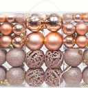 100PCS Christmas Ball Ornaments for Tree, Shatterproof Plastic Holiday Baubles Set in Assorted Sizes and Finishes, Christmas Tree Decorations for Home, Office, Party, Indoor Outdoor Use, Rose Gold (100psc)