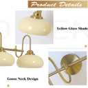KCO Lighting Brushed Gold Gooseneck Sconce Mid Century Modern Bathroom Vanity Light Vintage Brass Wall Sconce 3 Light Glass Vanity Light, 29.5" x 14" x 9.6"