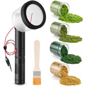 Tioncy Mini Static Grass Applicator Flocking Kit with Anti Slip Handle and 4 x 60g Colors Grass, Diorama Making Supplies, DIY Model Train Accessories Miniatures Landscape Craft(Curved Head)