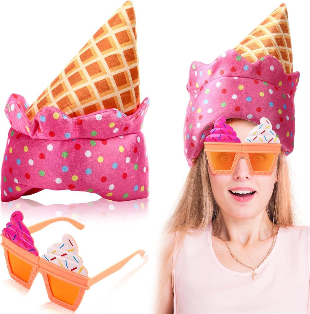 Novelty Poop/Ice Cream/Crab/Beer Mug/Pumpkin Hat and Sunglasses Halloween Accessories for Women Men Cosplay Party Decor (Bright Colors)