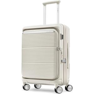 Samsonite Paralux Global Carry-On Luggage - Innovative Design - Quick Access Front Pocket - Dual Suspension Wheel Technology - TSA Lock - Expandable - Includes Removable Packing Cubes - Stone Grey