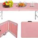 Portable Plastic Folding Table 4ft Heavy Duty White Black Picnic Dining Table Fold-in-Half for Camp Party Kitchen Indoor Outdoor