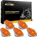 Partsam 5Pcs Amber Cab Marker Light Covers Replacement for F150 F250 F350 Top Roof Clearance Running Lights Lens 1980-1997 Super Duty Pickup Trucks with Base and T10 Sockets Pigtails(w/o Bulbs)