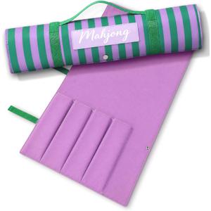 Mahjong Bags Protective Sleeve for Mahjong Racks and Pushers Tile Bag Accessory 20 Inch Fits 4 Racks and Pushers Travel Mah Jong Accessories Gifts Empty Mah Jong Bag Only(Purple,Green), 30.7 x 18.9 inches