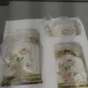 fanquare Floral Canisters with Gold Trim, Ceramic Decorative Countertop Jars, Farmhouse Porcelain Cookie Jar and Sugar Bowl Set with Airtight Lid