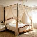 Stainless Steel Canopy Bed Frame Full Size, Thicken Full Canopy Frame for Metal Bed Wood Bed Bedroom DecorBlack, 53"W x 78"L