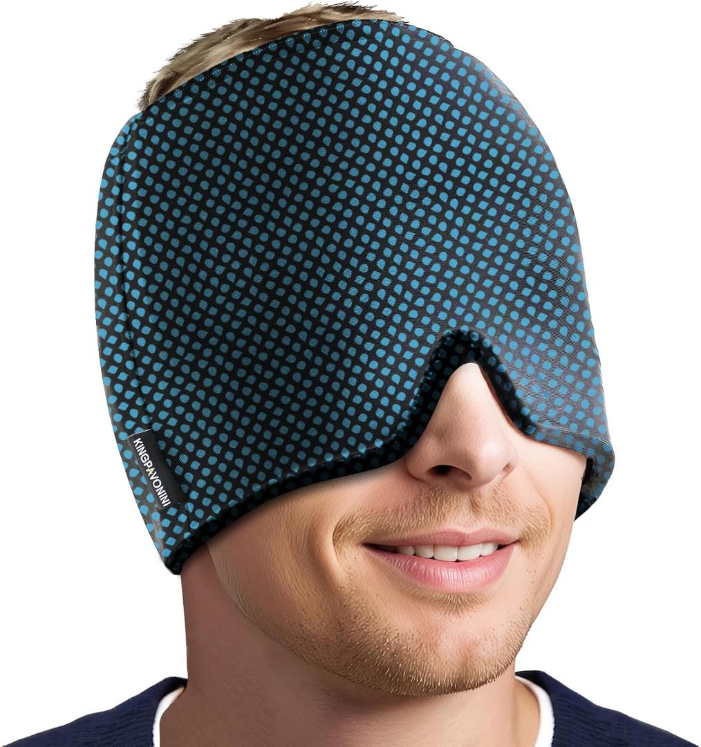 KingPavonini Migraine Relief Cap, Soothing Headache Relief Cap for Long-Lasting Cooling, Hot and Cold Therapy, Odorless Gel Migraine Cap for Tension, Stress, Hangover, Sinus & Puffy Eyes Dot