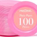 Prestee Pink Plastic Plates 6.25" 100 Pack Disposable Party Plates for Wedding, Events, Parties Elegant Pink Plastic Plates for Party, Fancy Disposable Dinnerware for Desserts, Salad