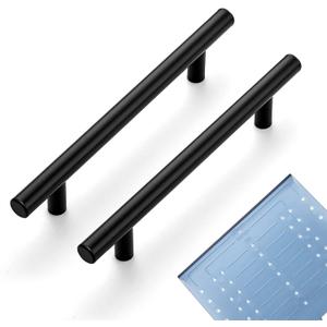 Ravinte 24 Pack | 7.38'' Cabinet Pulls Matte Black Stainless Steel Kitchen Drawer Pulls Cabinet Handles 7-3/8Length, 5 Hole Center with Mounting Template