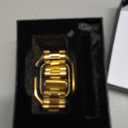 Stainless Steel Watch Band with Case Compatible with Apple Watch Series 11 10 46mm, Rugged Strap with Metal Protective Bumper Cover for iWatch Bands Men (Gold)