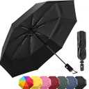 Rain-Mate Windproof Compact Umbrellas for Rain - Portable Folding Travel Umbrella - Auto Open & Close Button (Black)