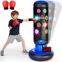 HopeRock Punching Bag for Kids, Boxing Set with Scoring, Light, Music, 4 Game Modes, Inflatable Boxing Bag with Gloves, Birthday Gifts Toys for 4-8-12 Years Old Boys