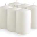 Simply Soson White Pillar Candles Bulk - 2.75x4 Inch, Set of 6 Unscented Pillar Candles, Elegant Tall Pillar Candle, Round Cone tip Pillar Candle for Home Decor, Dinner, Wedding, Party