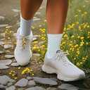 Seamless Crew Socks above Ankle, Cotton Dress Socks for Women, Women's Thin Crew Socks (6 Pairs) (White)