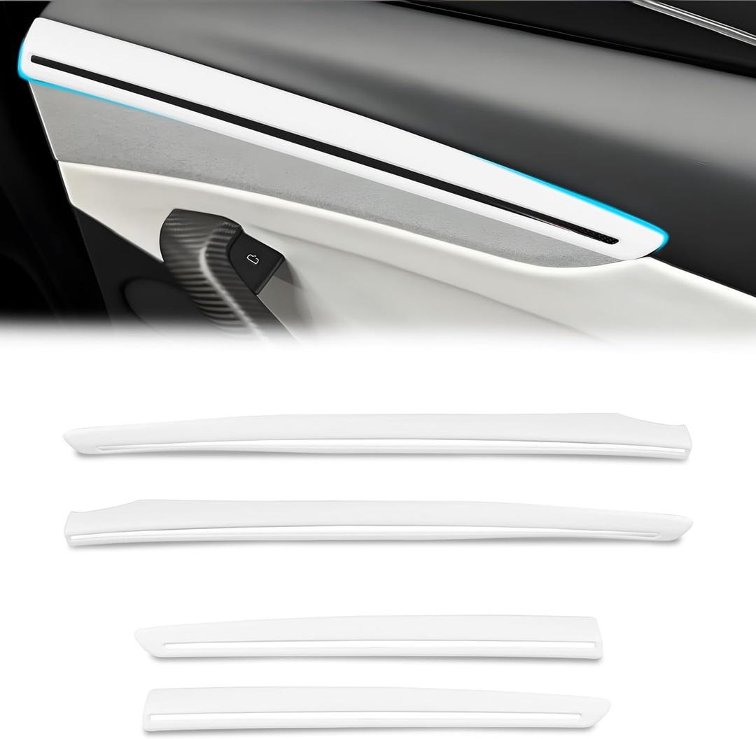 Front & Rear Door Panel Trim Cover Compatible with Tes-la Model Y 2025 2026 Refreshed Juniper, [Matte White] Door Inner Armrest Panel Cover Decorative Accessories, 4 PCS