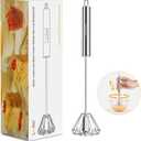 Upgraded Stainless Steel Semi-Automatic Whisk - Easy to Use Whizzy Whisk, Versatile Wisker Tool for Cooking, Kitchen Essential Egg Beater for Baking, Whisking, Beating & Stirring (10in