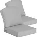 Goodgoods 24 x 24 Outdoor Patio Deep Seat Cushions 2-Pack, 1000+ Hours Fade-Resistant & Water-Resistant Outdoor Furniture Chair Cushions with 30D High-Resilience Foam for Sofa Chair, Stone Gray