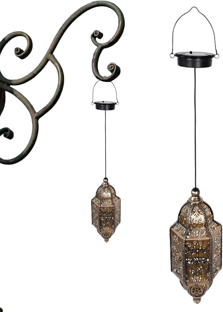 Hanging Solar Lantern Outdoor Decor, Vintage Hanging Solar Lights Outdoor Garden Lantern, Waterproof Moroccan Lights for Outside Garden Decorations (Long strip)