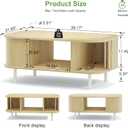 FROMJBEST 39.17" Oval Coffee Table with Sliding Doors, Mid-Century, Oak