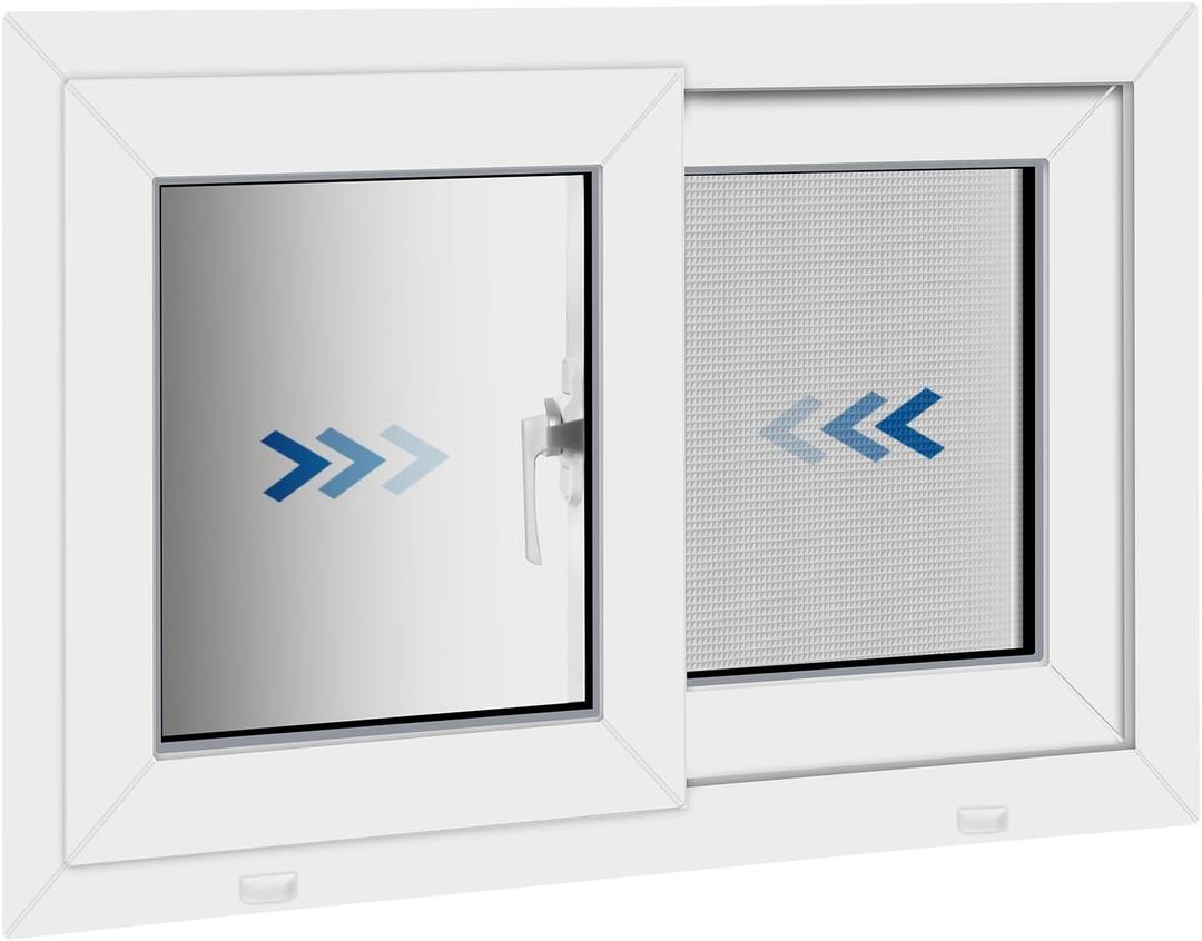NOOTA Basement Window 32" x 20" Double Tempered Glass, Removable Flange, Vinyl Sliding Window，White | Sliding