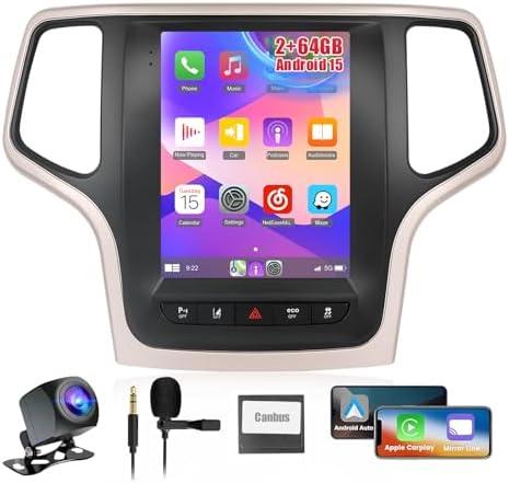 2+64GB Android 15 Car Radio for Jeep Grand Cherokee 2014-2020 with Wireless Carplay Android Auto, 9.7 Inch Touch Screen Car Stereo for Grand Cherokee with WiFi GPS Bluetooth EQ FM/RDS Back Camera