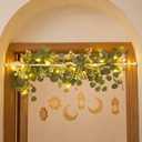 Yookeer 9 Pcs Ramadan Decorations Eid Mubarak Home Decorations Ramadan Archway Decor Eid Mubarak Adjustable Doorway Garland with Light Islamic Wooden Moon Ornaments for Entryway Indoor Muslim Party