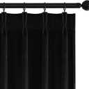 MIULEE Pinch Pleated Black Velvet Blackout Curtains 90 inches Long, Thermal Insulated Pinch Pleat Drapes with Hooks, Luxury Halloween Window Panels for Bedroom Living Room, 2 Panels