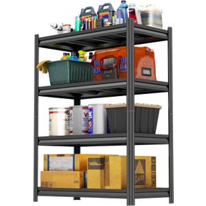 Adjustable 4-Tier Garage Shelving, Heavy Duty Steel Storage Rack, High Load Capacity, Ideal for Garage, Warehouse, or Home Organization (4-Tier 63" H x 40" W x 20" D)