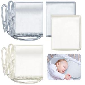 Hosuly 2 Pcs Satin Bassinet Sheet Baby Hair Soft Silk Feeling Sheet Baby Bassinet for Rectangle Cradle Pad Mattress Boys Girls Newborn Infant(Gray and White)