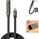 Sideways Charging Cord, 2 in 1 Invisible Holder Charger Cable, 240W Braided Fast Charge Cable with Built-in Phone Stand, Type C for Smartphones Tablets, Foldable Holder Charger Cable