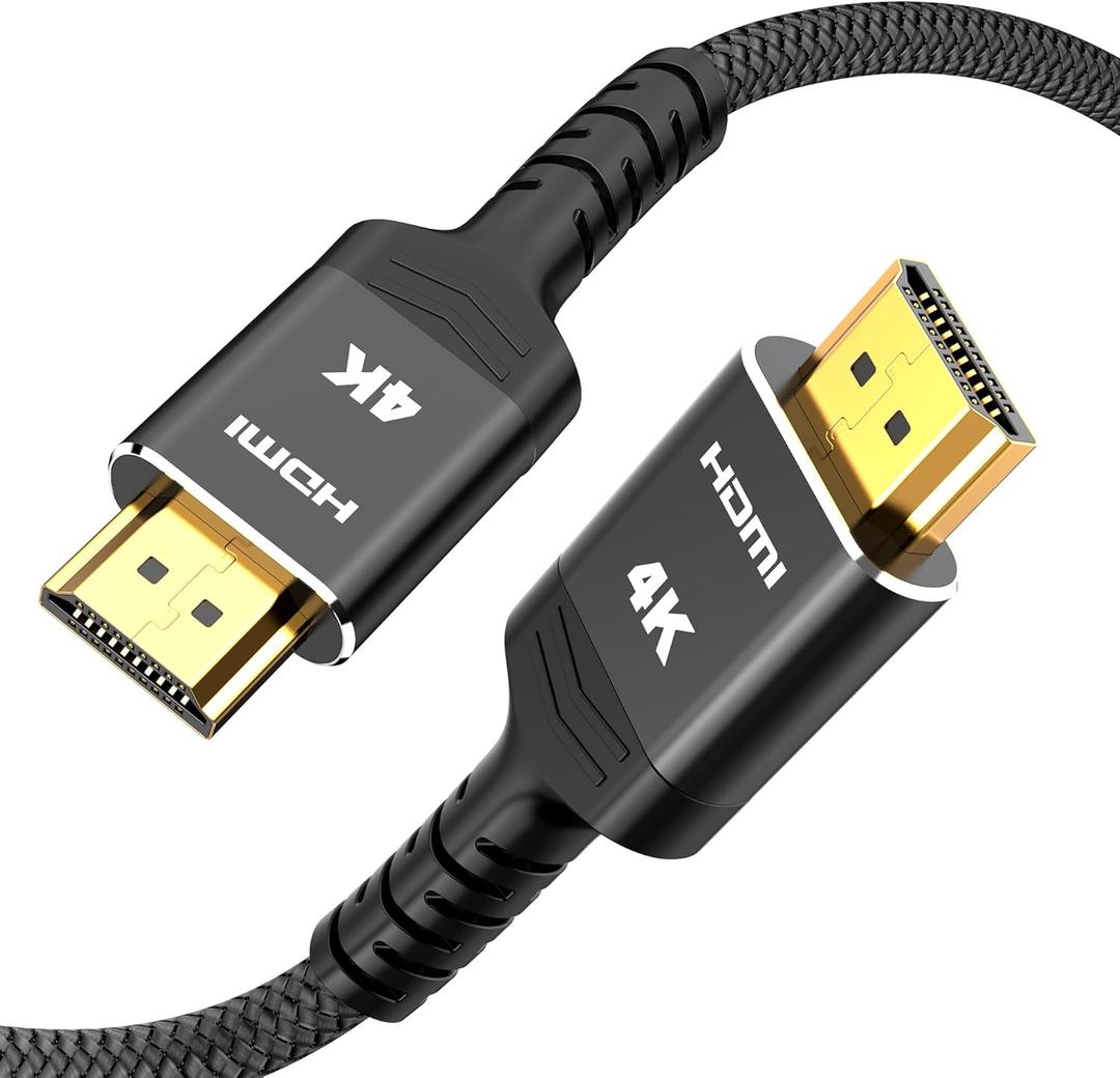 Highwings 4K Long HDMI Cable 15FT - 4K@60Hz HDR Braided HDMI Cord, 18Gbps High Speed with Ethernet/ARC, 3D, HDCP 2.2, ARC, Compatible for PS-5/4/3/4K HDTV/Monitor/Projector/Streaming Media (Black)