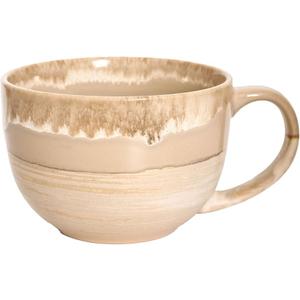 Bosmarlin Ceramic Jumbo Coffee Mug 23 Oz, Large Mug Soup Bowl with Handles, Dishwasher and Microwave Safe (Brown Grey)