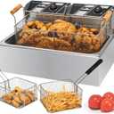 Commercial Deep Fryer with Baskets, 3400W 12.7QT/12L Thickened Stainless Steel Countertop Electric Oil Fryer, Large Capacity with Temperature Control (12L Pro)
