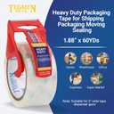 2 x Heavy Duty Clear Packing Tape with Dispenser Combo for Shipping, Moving & Storage,Thicker Clear Packing Tape,1.88 inches Wide, 60 Yards Per Roll, 60 Total Yards