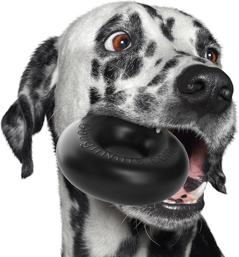 Goughnuts  Dog Toys for Aggressive Chewers | Virtually Indestructible Dog Toys for Medium Breeds Such as Pit Bulls | Heavy Duty Dog Toy | Black (Medium, 30-70 Lbs (Original Size))