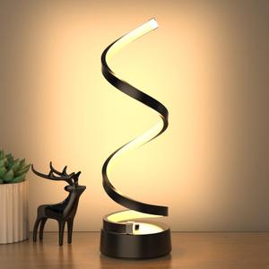 NUR Classic Spiral LED Table Lamp Black, Dimmable Metallic Bedside Lamp with Touch Controller, 3 Colour Temperature, 15.8 Inch Height, Contemporary, Decorative Lamp for Home, Living Room & Office
