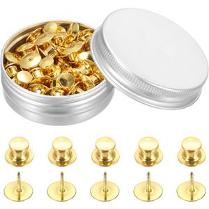 MECCANIXITY 50 Pcs Metal Locking Pin Backs, Locking Pin Keepers Clasp with Storage Case for Badge Crafts Making Brooch, Gold Tone