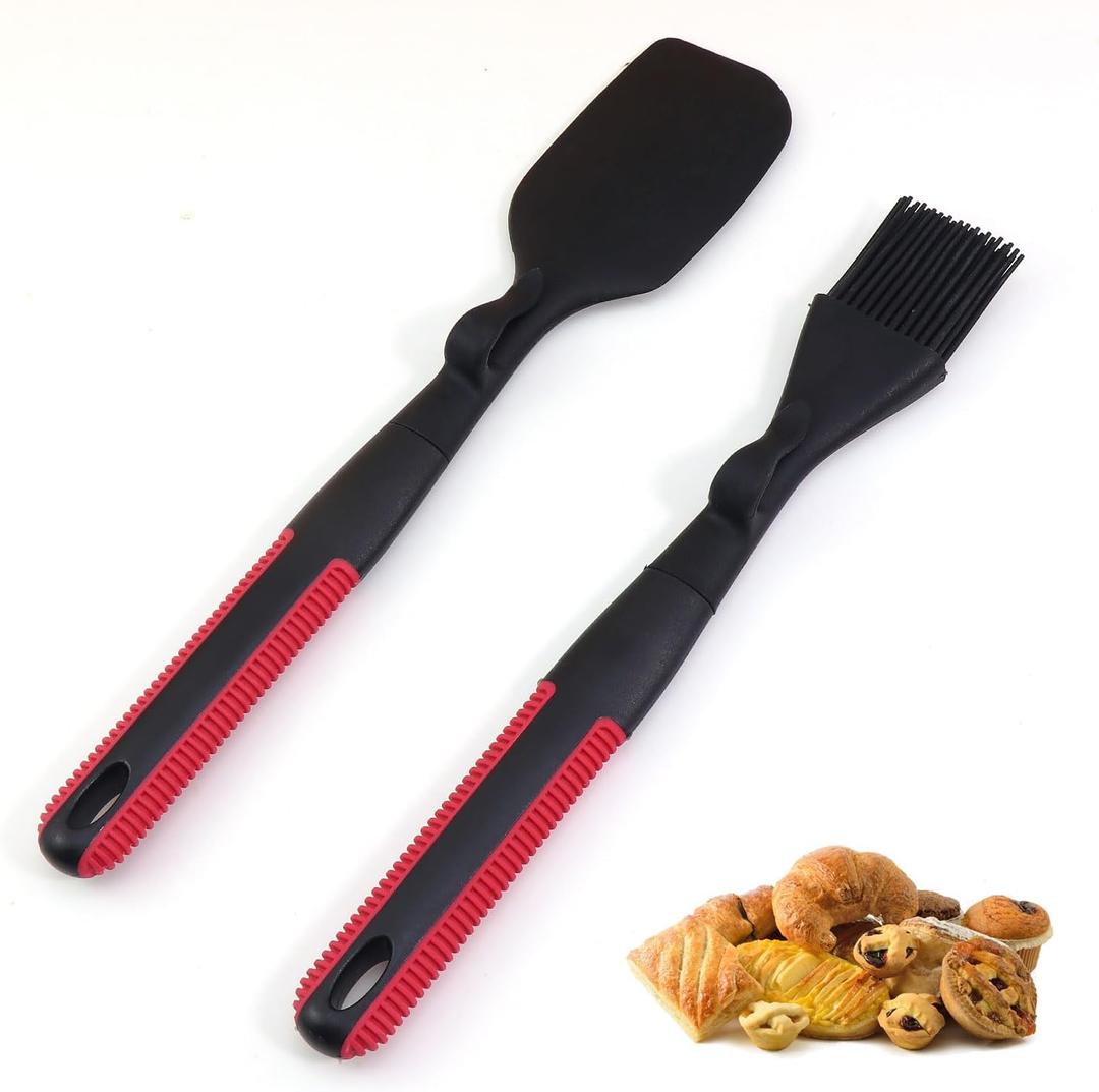 Silicone Spatula Basting Brush Set of 2 PC Rubber Pastry Tools Spread Scrape Cake Oil Butter Sauce Cream Egg Liquid, Baking Kit Heat Resistance