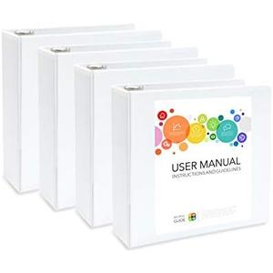 White 3 Ring Binder 3 Inch Heavy Duty Large Binder with Clear View Cover for Office and School, Big Rings Hold up to 625 Sheets of 8.5 x 11 Inch Paper, 4 Pack