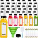 42Pcs 16oz Plastic Juice Bottles with Caps, Clear Empty Reusable Juice Containers with Lids, Brush, Funnel and Labels for Drinking, Smoothie, Milk, Tea and Other Beverages