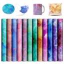 Transfer Sheets-Watercolor Marble Sublimation Paper for Blank T-Shirts Cup Coasters Mug,12pcs/Set, 12"x12" Green Blue Purple P