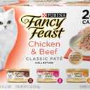 Purina Fancy Feast Chicken and Beef Classic Pate Collection Grain Free Wet Cat Food Variety Pack - (Pack of 24) 3 Oz. Pull-Top Cans
