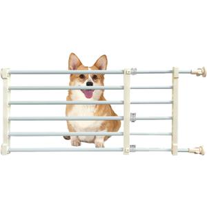Short Dog Gate, Expandable Puppy Gate for Doorways 22-39.4W to Step Over Pressure Low Pet Gate Adjustable Safety Dog Doors for Stairs Windows Gate Black (M 14.2" H)